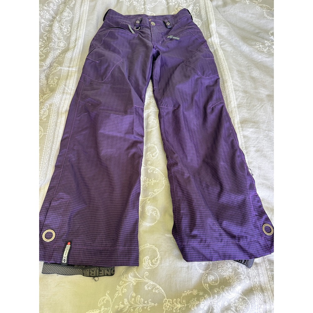 Bonfire Snowboarding Pants Womens XS Purple Classic Fit Checkered Snow Ski